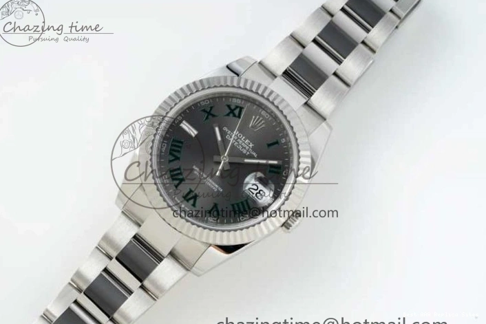 AAA Replica Watches Green 904L on 126334 Gray 41 2285 Steel Bracelet 1:1 Best Edition Dial VR NTF ZeroBulk DateJust Roman Oyster 0122